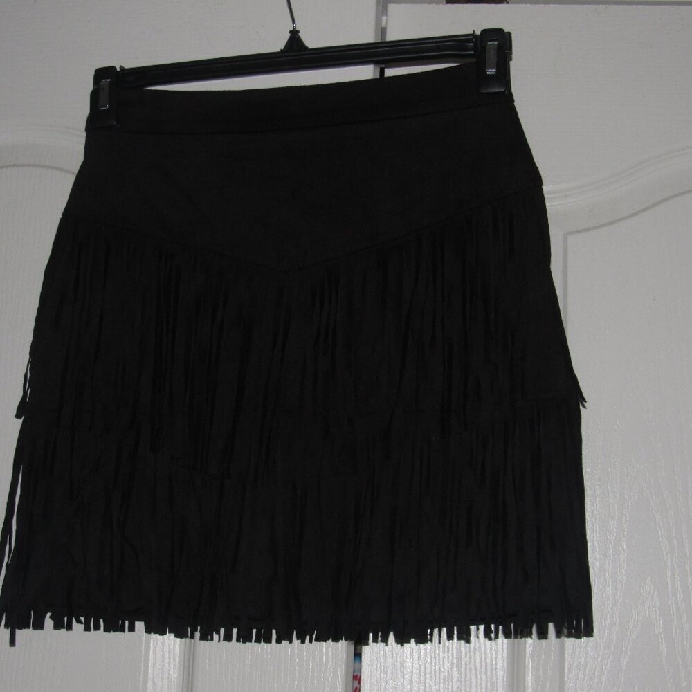 Miami Black Fringe Mini Skirt